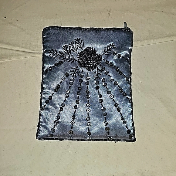 Hand stitched, embellished and beaded Crossbody pouch with Zipper - Picture 2 of 5